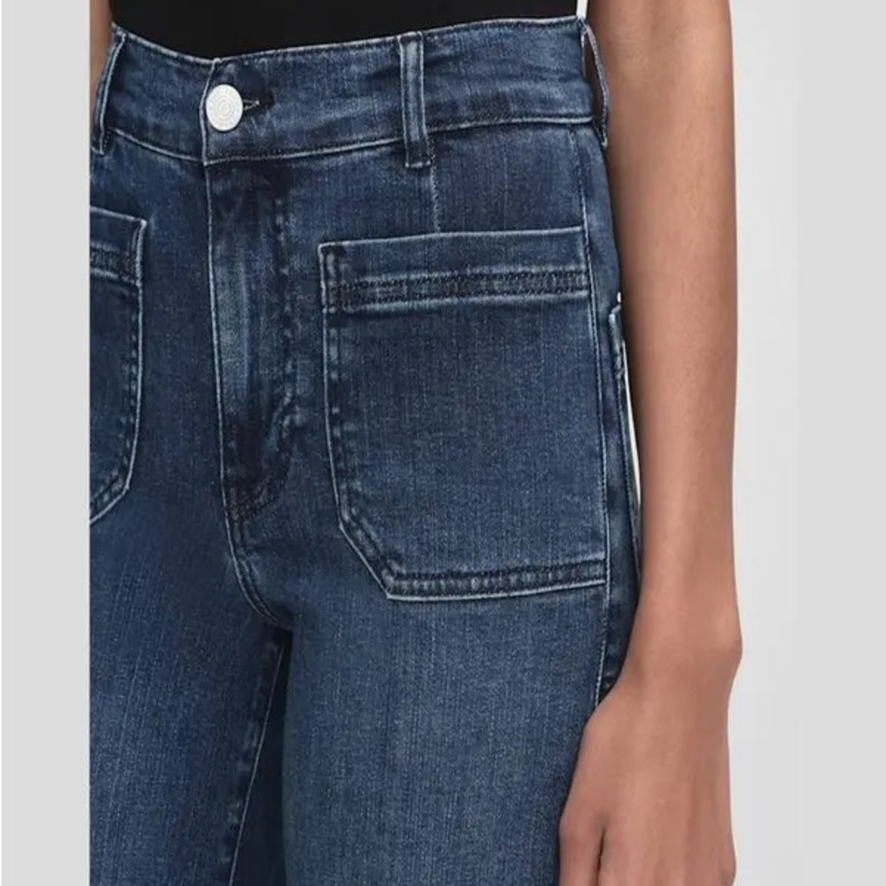 Frame Le Slim Palazzo Bardot Pocket Jeans in Thunderstorm - Picture 3 of 14